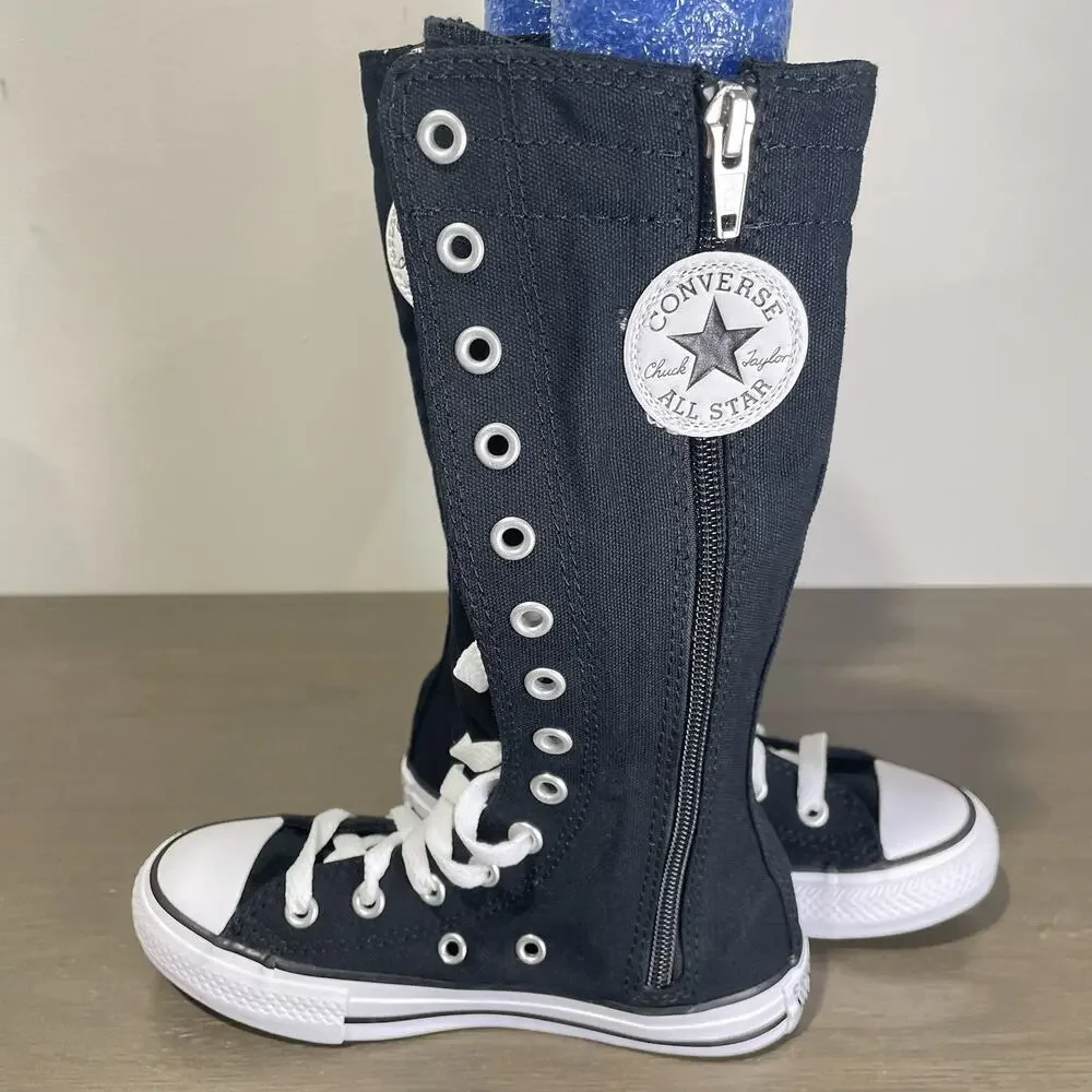 Converse Kids Size 12 Shoes NEW Knee High Chuck Taylor All Star XHi Black Zip Up